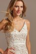 Crochet Lace Overlay Midi Spaghetti Strap Dress SDWG0773