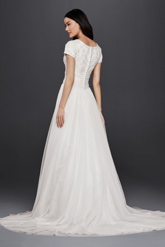 Modest Short Sleeve A-Line Wedding Dress Collection SLWG3811