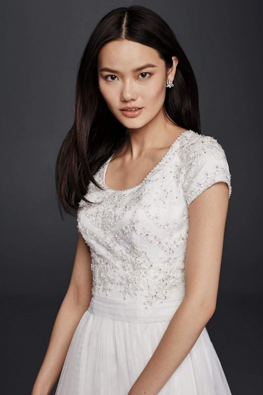 Modest Short Sleeve A-Line Wedding Dress Collection SLWG3811
