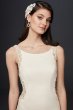 Beaded Illusion and Crepe Sheath Wedding Dress SV771