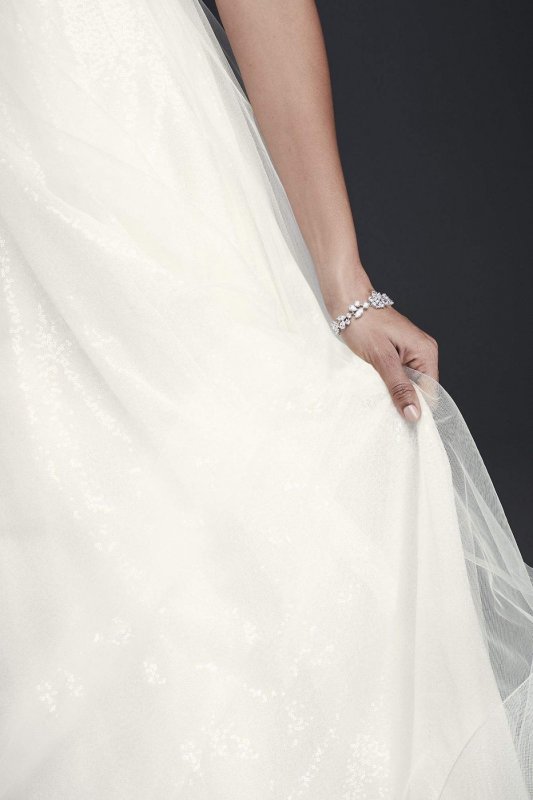 Plunging Sequin Tulle Ball Gown Wedding Dress SV821