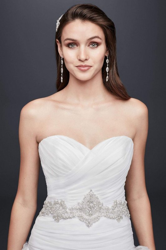 Ruffled Skirt Wedding Gown with Embellished Waist SWG492