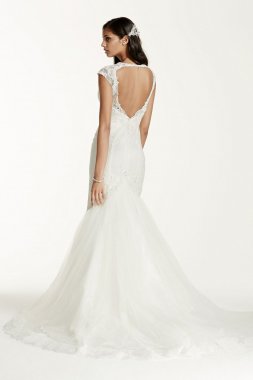 Illusion Deep Plunge Neckline Lace Trumpet Gown SWG681