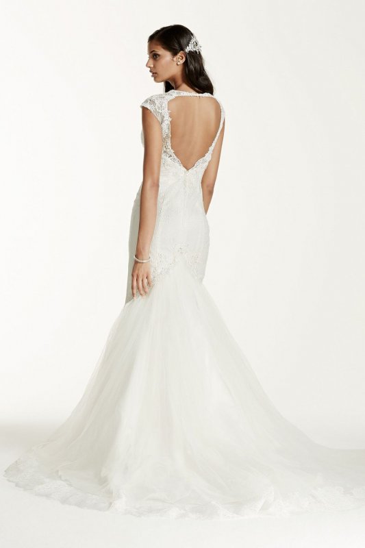 Illusion Deep Plunge Neckline Lace Trumpet Gown SWG681