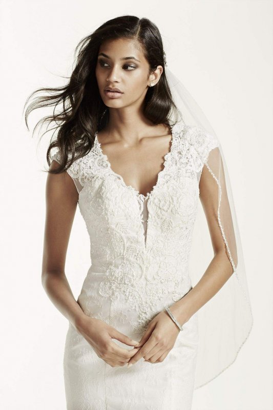 Illusion Deep Plunge Neckline Lace Trumpet Gown SWG681