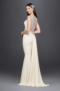 Beaded Stretch Crepe Wedding Dress SWG752
