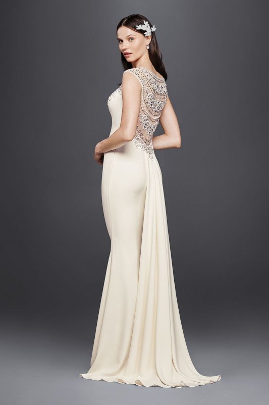 Beaded Stretch Crepe Wedding Dress SWG752