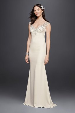 Beaded Stretch Crepe Wedding Dress SWG752