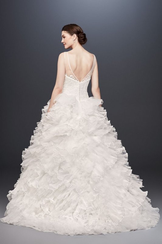 Plunging V-Neck Wedding Gown with Tiered Skirt SWG759