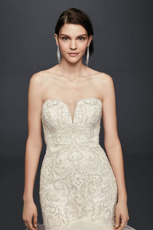 Beaded Mermaid Wedding Dress with Tulle Skirt SWG760