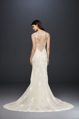 Plunging Illusion Bodice Lace Wedding Dress SWG772