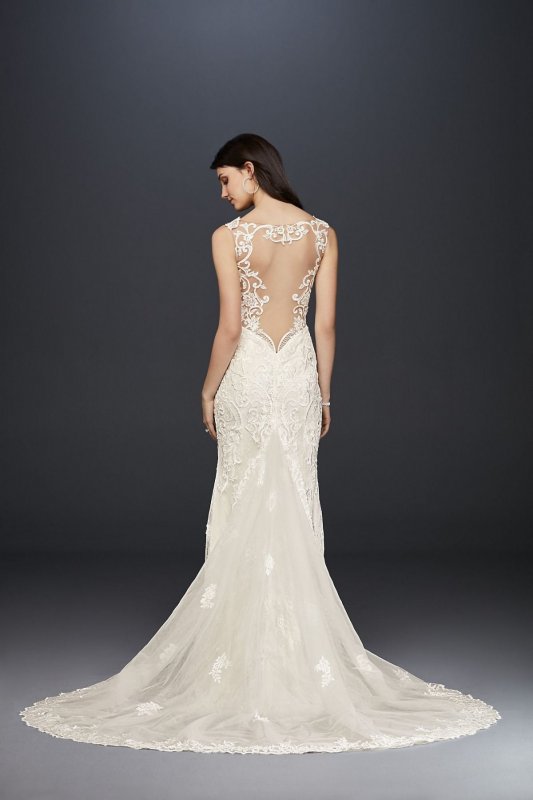 Plunging Illusion Bodice Lace Wedding Dress SWG772
