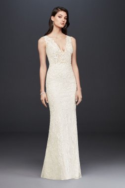 Plunging Illusion Bodice Lace Wedding Dress SWG772