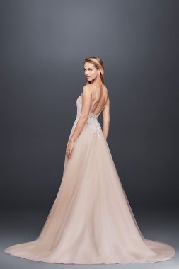 Sheer Beaded Bodice Organza A-Line Wedding Dress SWG784
