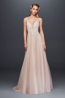 Sheer Beaded Bodice Organza A-Line Wedding Dress SWG784