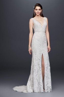 Plunging V-Neck Beaded Illusion Wedding Dress SWG785