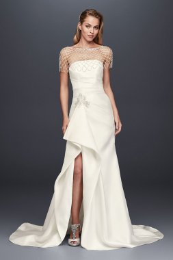 Mikado Sheath Wedding Dress with Slit Skirt SWG788