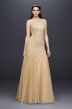 Beaded Plunging V-Neck Wedding Dress with Godets SWG798