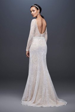 Allover Sequin Art Deco Sheath Wedding Dress SWG799