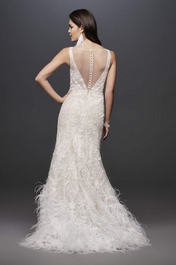 Lace Mermaid Wedding Dress with Feather Skirt SWG800