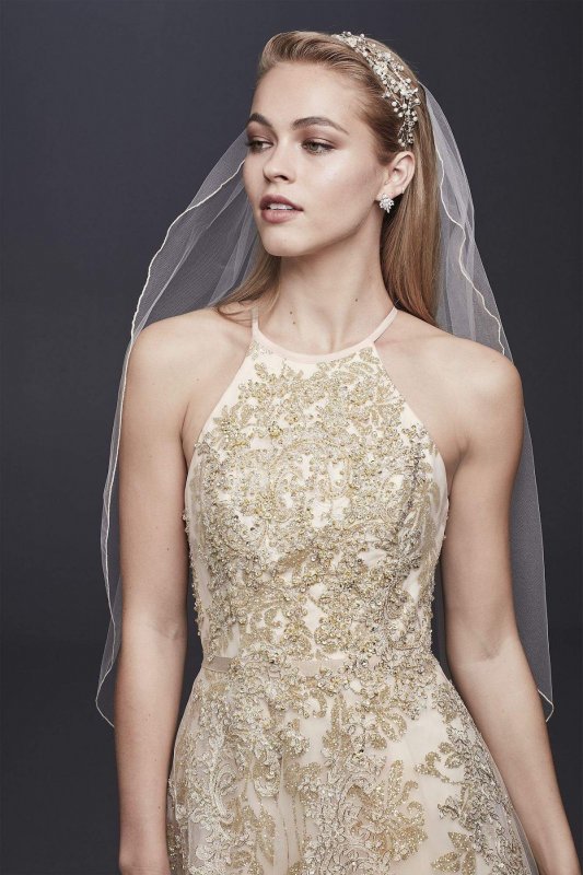 Allover Lace Applique Halter Ball Gown SWG801