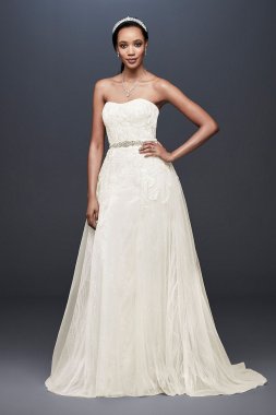 Sheath Wedding Dress with Detachable Overskirt SWG802
