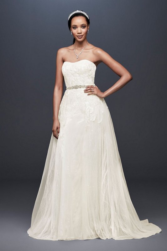 Sheath Wedding Dress with Detachable Overskirt SWG802