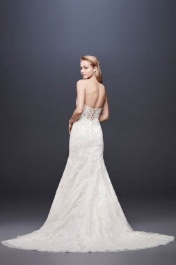 Beaded Lace Strapless Tulle Mermaid Wedding Dress SWG810