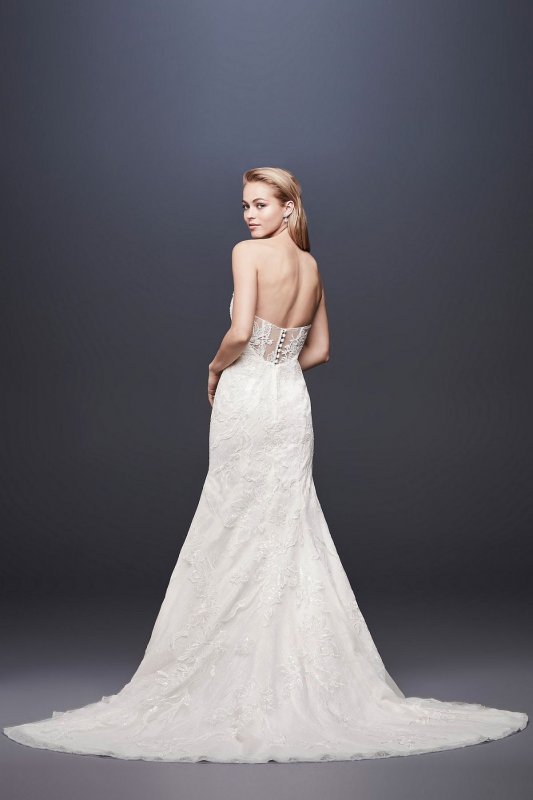 Beaded Lace Strapless Tulle Mermaid Wedding Dress SWG810