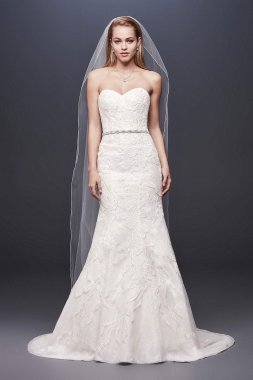 Beaded Lace Strapless Tulle Mermaid Wedding Dress SWG810