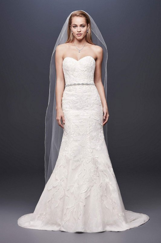 Beaded Lace Strapless Tulle Mermaid Wedding Dress SWG810