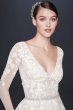 Illusion Sleeve Plunging Ball Gown Wedding Dress SWG820