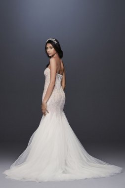 Beaded Tulle Sweetheart Trumpet Wedding Dress SWG823