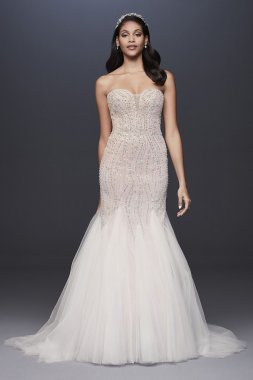 Beaded Tulle Sweetheart Trumpet Wedding Dress SWG823