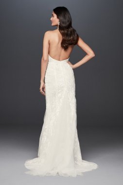 Plunge Neckline Lace Halter Wedding Dress SWG825