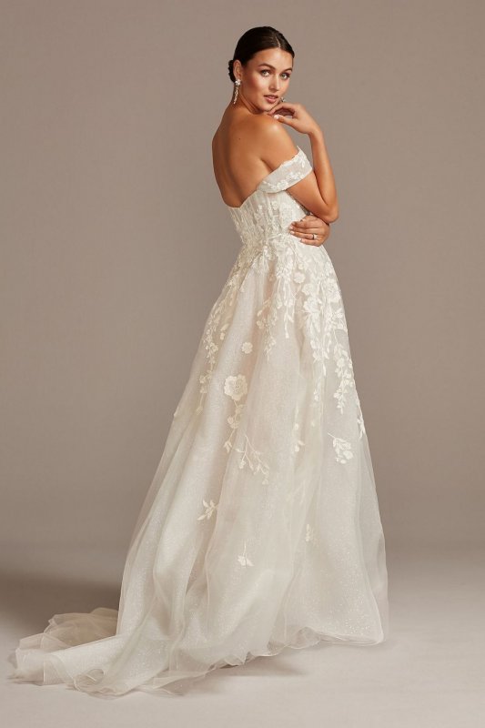 Floral Tulle Wedding Dress with Removable Sleeves SWG834