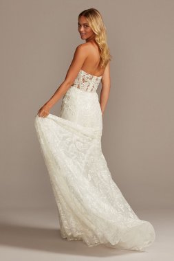 Beaded Brocade Embellished Mermaid Wedding Dress SWG835