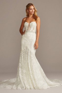 Beaded Brocade Embellished Mermaid Wedding Dress SWG835