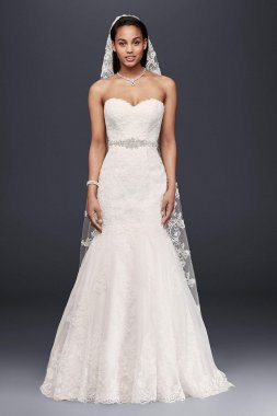 Sweetheart Trumpet Wedding Dress with Beaded Sash Collection V3680