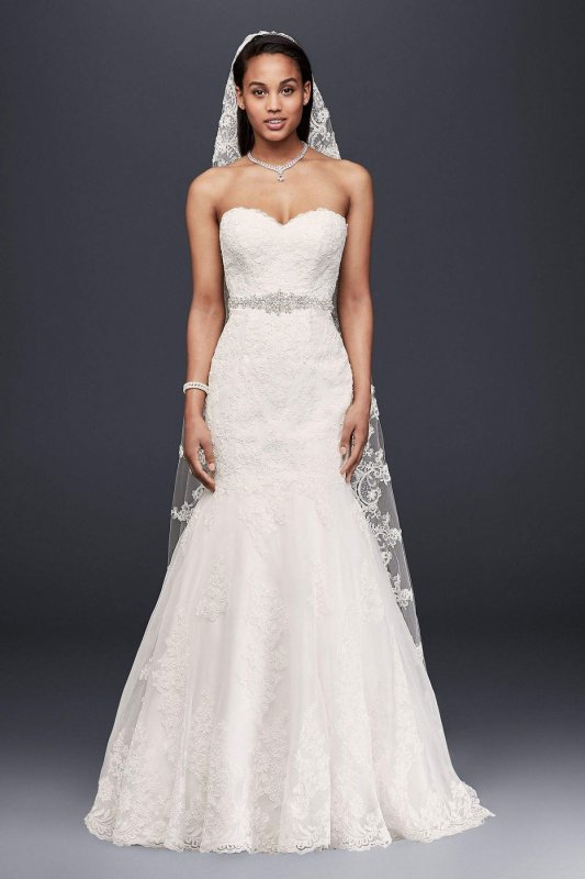 Sweetheart Trumpet Wedding Dress with Beaded Sash Collection V3680