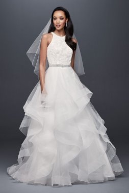 Floral Sequin Ball Gown with Horsehair Trim Collection V3901