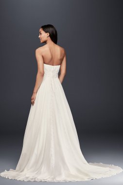 Soft Chiffon Wedding Dress with Beaded Lace Detail Collection V9743