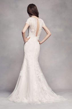 Short Sleeve Lace Wedding Dress VW351312