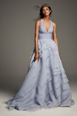 Tiered Organza T-Back Ball Gown Wedding Dress VW351441