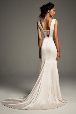 Crepe-Back Satin Gown with Encrusted Bandeau VW351465