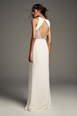 Open-Back Cady Sheath Gown with Illusion Sides VW351470