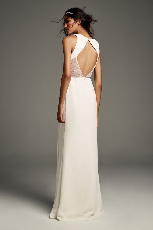 Open-Back Cady Sheath Gown with Illusion Sides VW351470