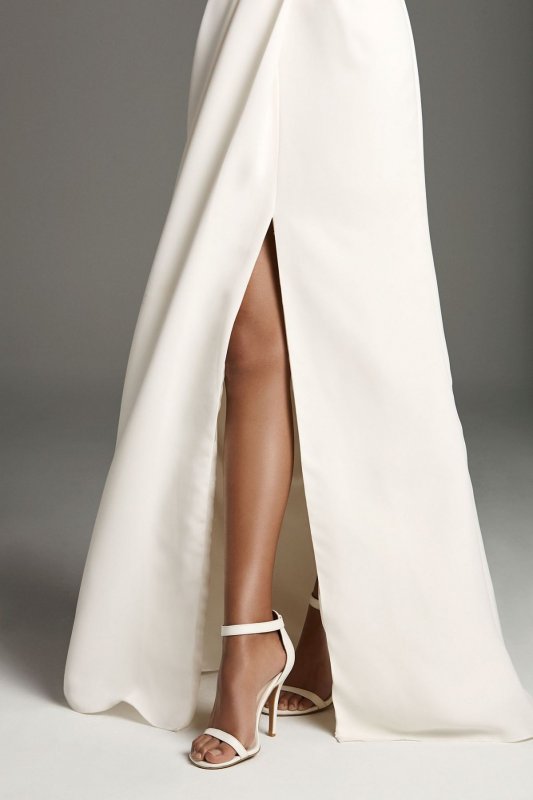 Open-Back Cady Sheath Gown with Illusion Sides VW351470