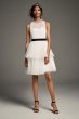 Illusion High-Neck Tiered Tulle Short Dress VW351478