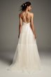 Tulle-Over-Sequin Halter Gown with Peasant Skirt VW351496